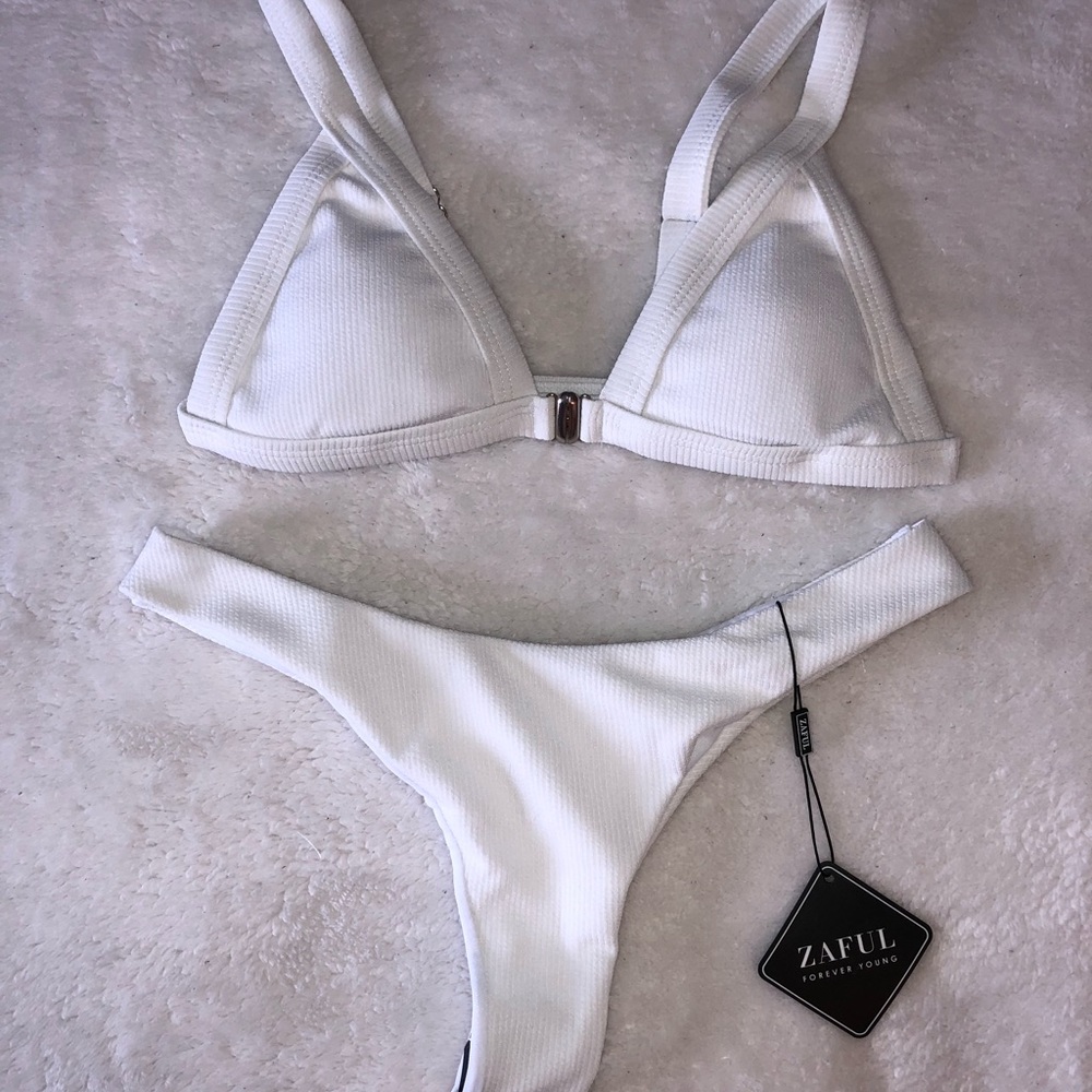 Zaful Ribbed High Leg Bikini